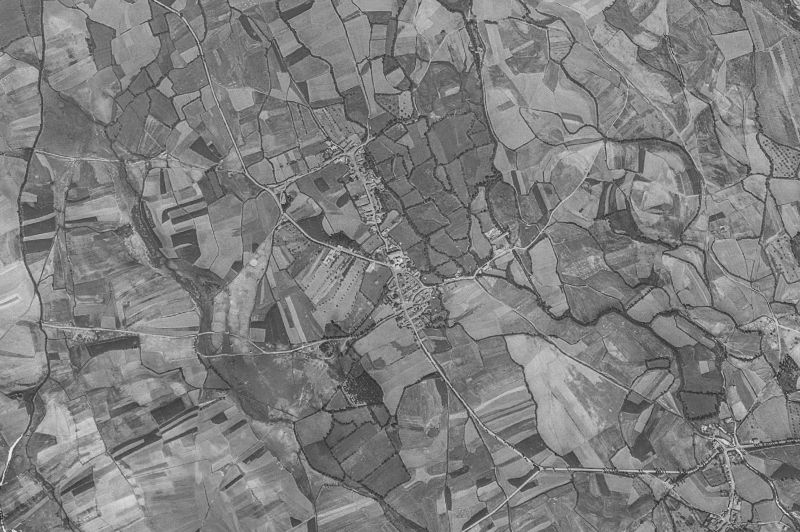 Ortofoto de 1956-1957 del núcleo de Villaluenga de la Vega