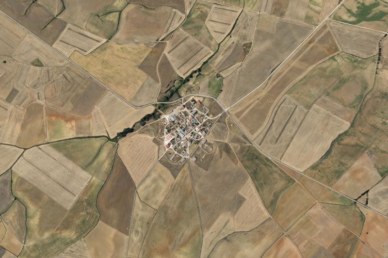 Ortofoto actual del núcleo de Villamuera de la Cueza