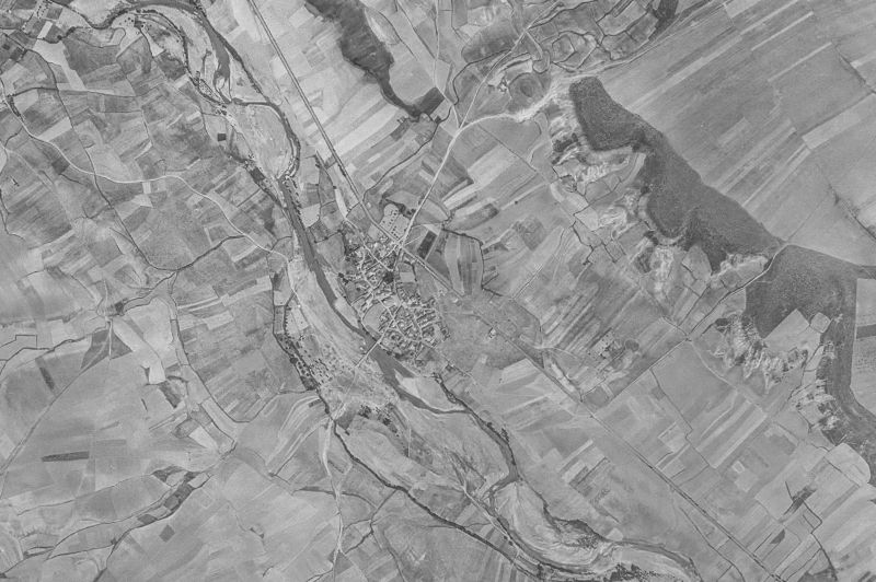 Ortofoto de 1956-1957 del núcleo de Villasila de Valdavia