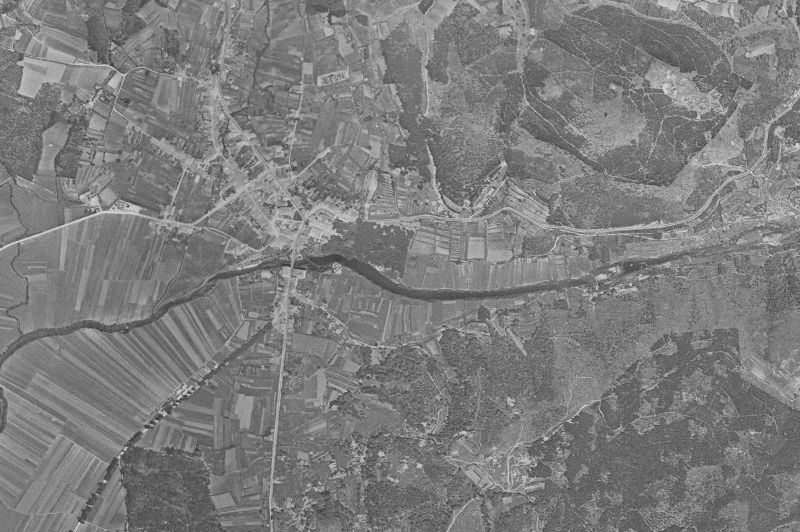 Ortofoto de 1956-1957 del núcleo de Caldas de Reis