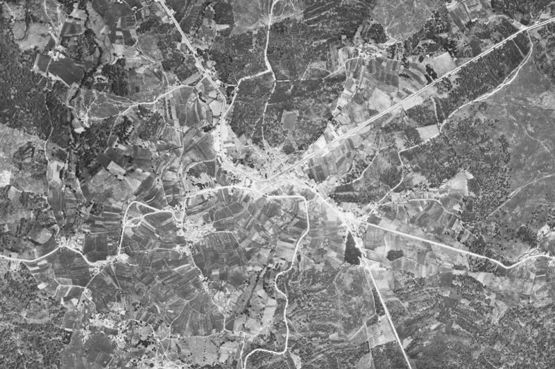Ortofoto de 1956-1957 del núcleo de A Cañiza