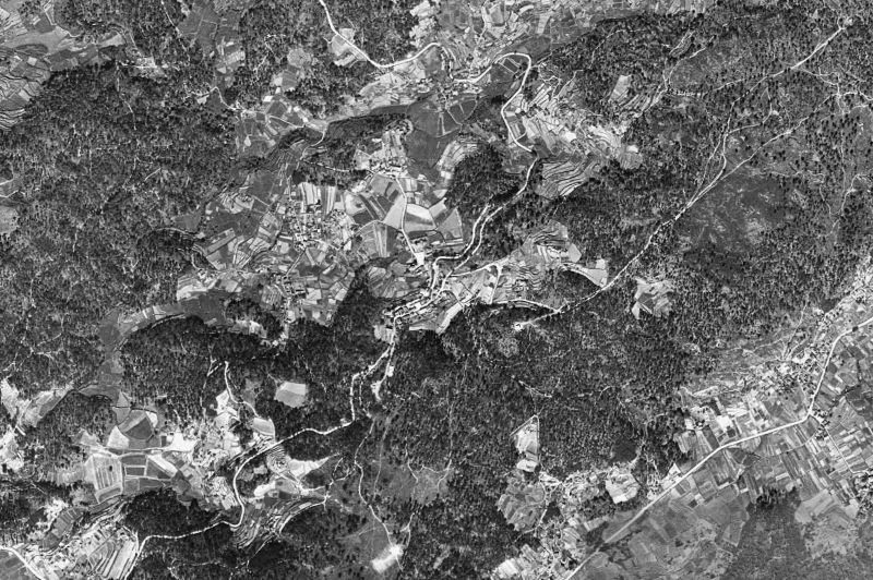 Ortofoto de 1956-1957 del núcleo de Crecente