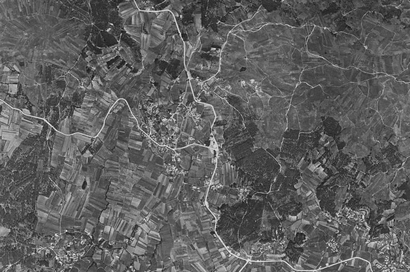 Ortofoto de 1956-1957 del núcleo de Meaño