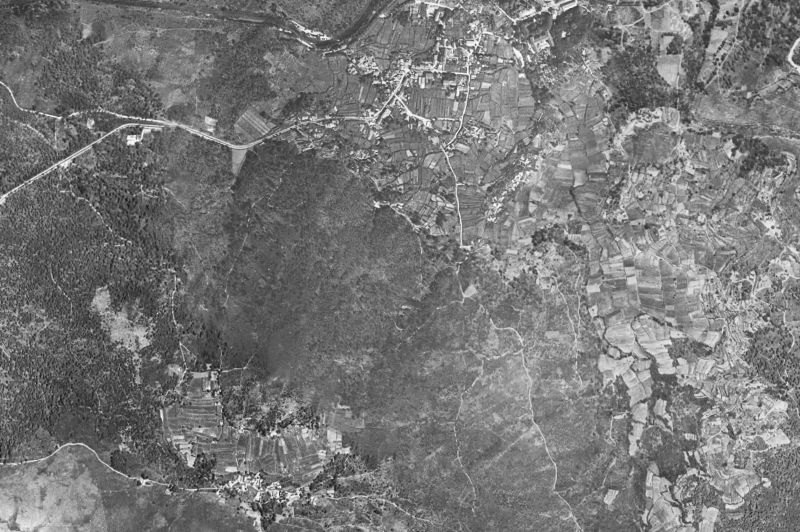 Ortofoto de 1956-1957 del núcleo de Mondariz-Balneario