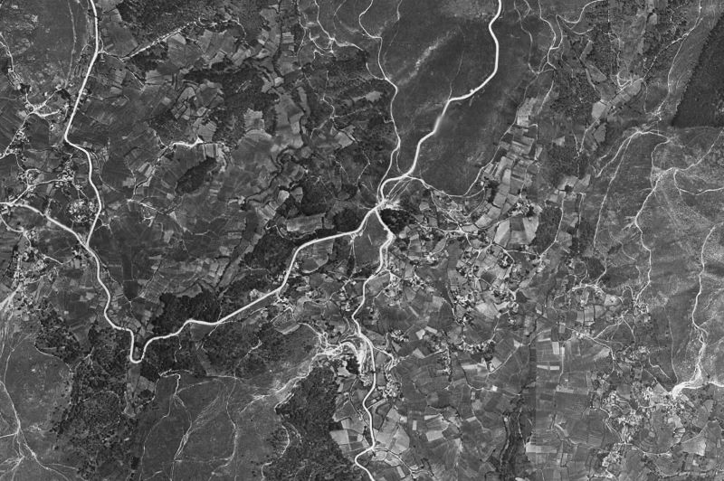 Ortofoto de 1956-1957 del núcleo de Pazos de Borbén