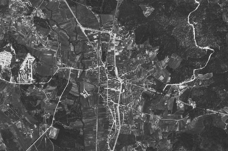 Ortofoto de 1956-1957 del núcleo de O Porriño