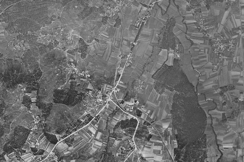 Ortofoto de 1956-1957 del núcleo de Portas