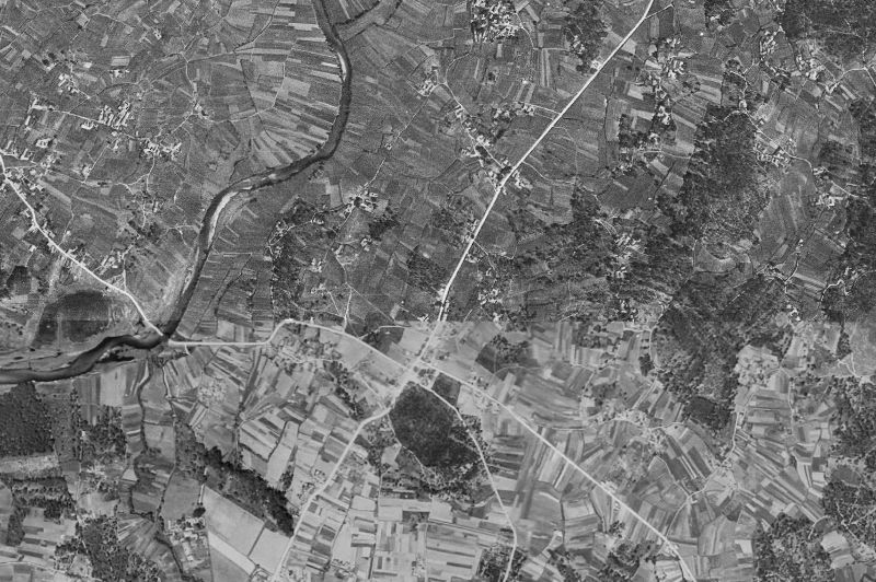 Ortofoto de 1956-1957 del núcleo de Ribadumia