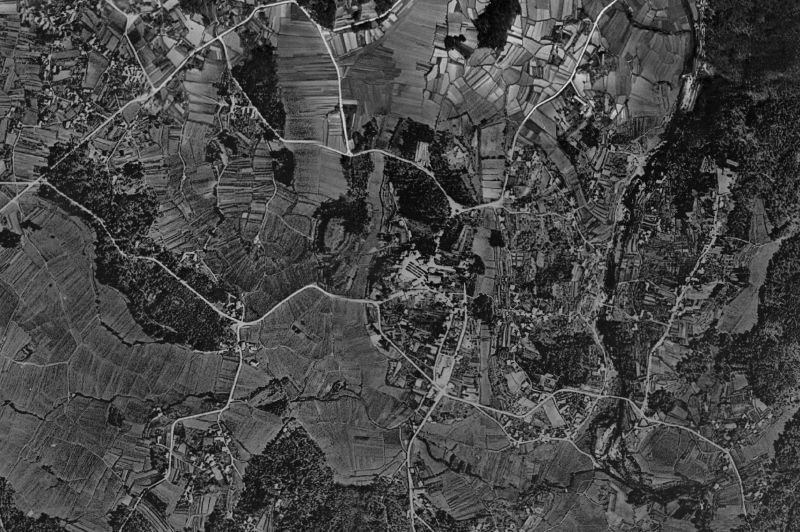Ortofoto de 1956-1957 del núcleo de O Rosal