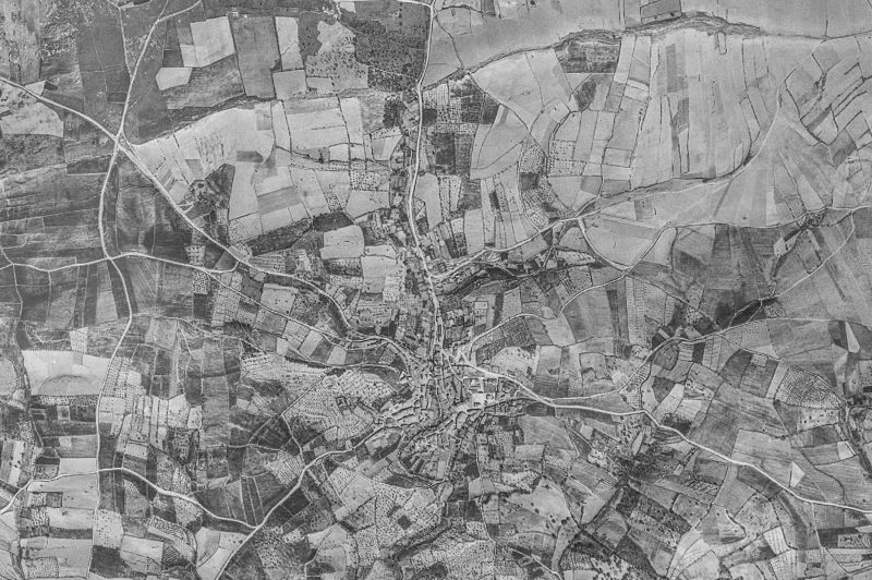 Ortofoto de 1956-1957 del núcleo de Ahigal de los Aceiteros