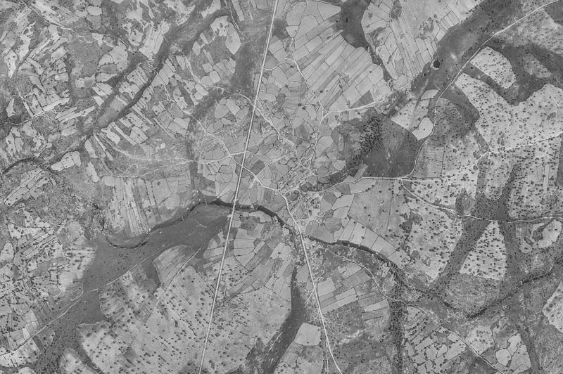 Ortofoto de 1956-1957 del núcleo de Ahigal de Villarino