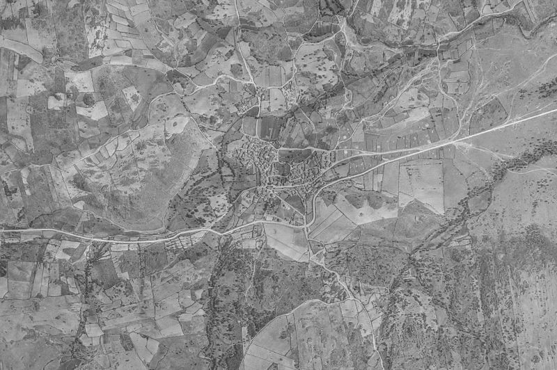 Ortofoto de 1956-1957 del núcleo de La Alberguería de Argañán