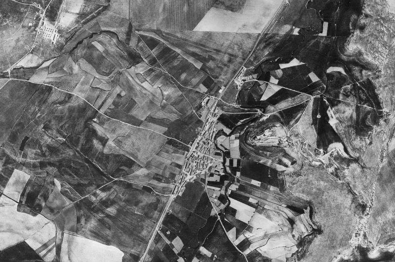 Ortofoto de 1956-1957 del núcleo de Aldeatejada