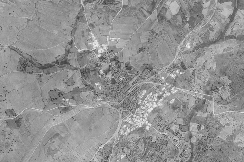 Ortofoto de 1956-1957 del núcleo de Gallegos de Solmirón