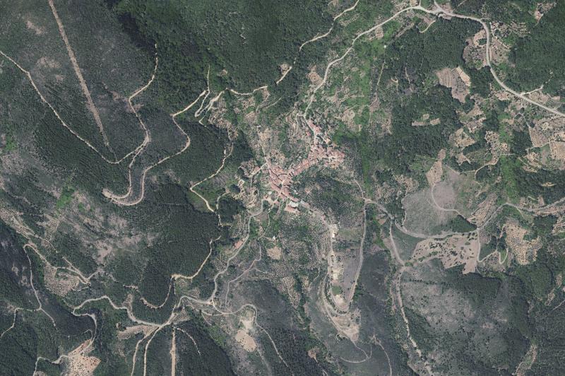 Ortofoto actual del núcleo de Herguijuela de la Sierra