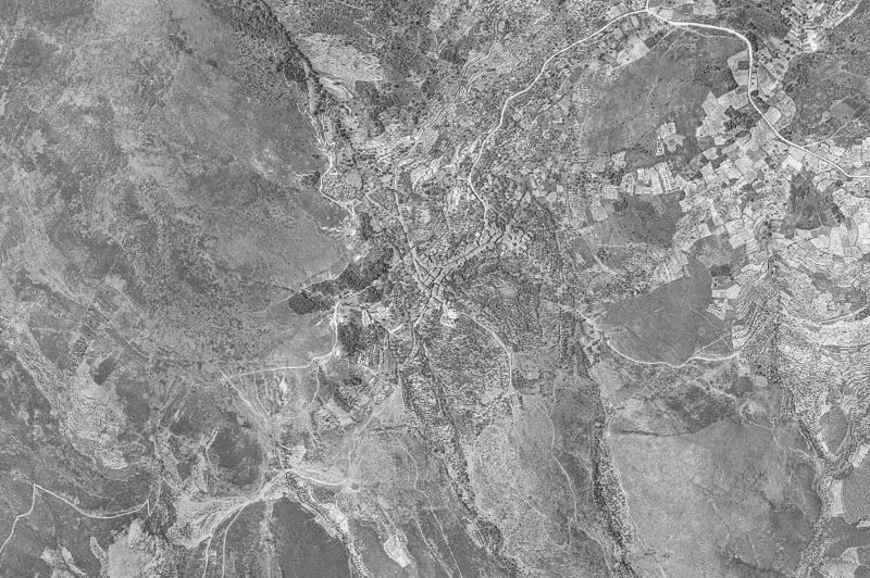 Ortofoto de 1956-1957 del núcleo de Herguijuela de la Sierra