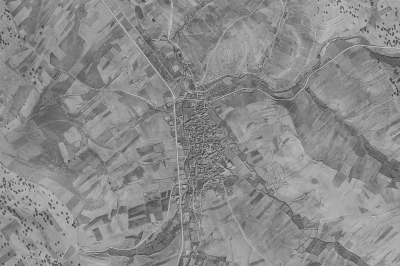 Ortofoto de 1956-1957 del núcleo de Horcajo Medianero