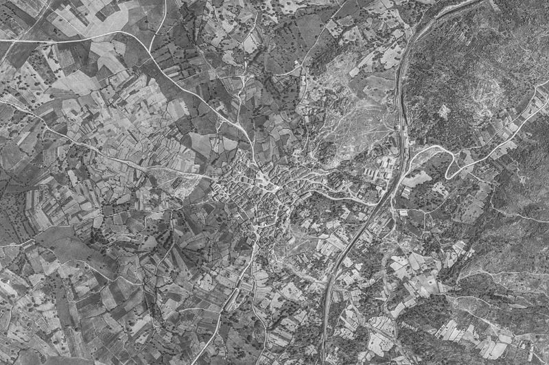Ortofoto de 1956-1957 del núcleo de Ledrada