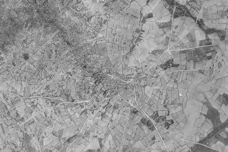 Ortofoto de 1956-1957 del núcleo de Mieza