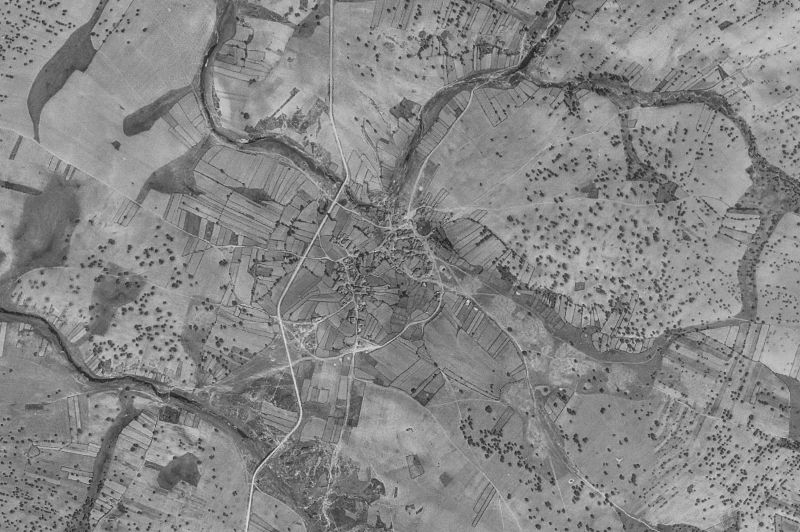 Ortofoto de 1956-1957 del núcleo de Sanchón de la Ribera