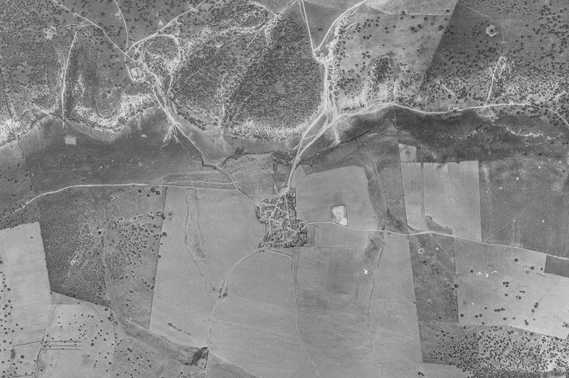 Ortofoto de 1956-1957 del núcleo de Sanchón de la Sagrada