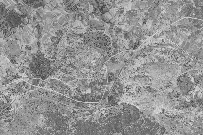 Ortofoto de 1956-1957 del núcleo de Sanchotello