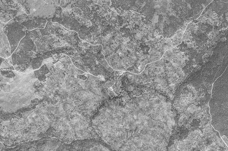 Ortofoto de 1956-1957 del núcleo de San Martín del Castañar