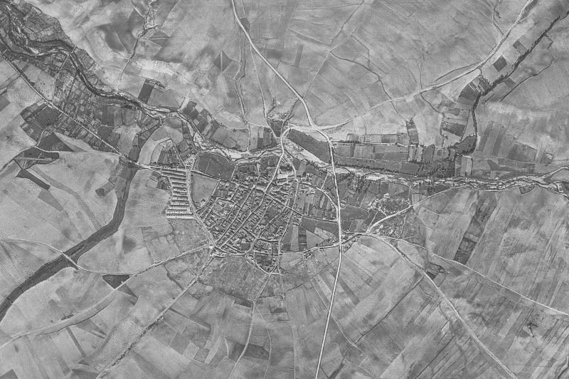 Ortofoto de 1956-1957 del núcleo de Santiago de la Puebla