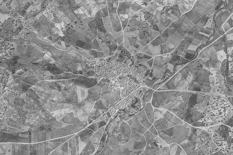 Ortofoto de 1956-1957 del núcleo de Santibáñez de Béjar