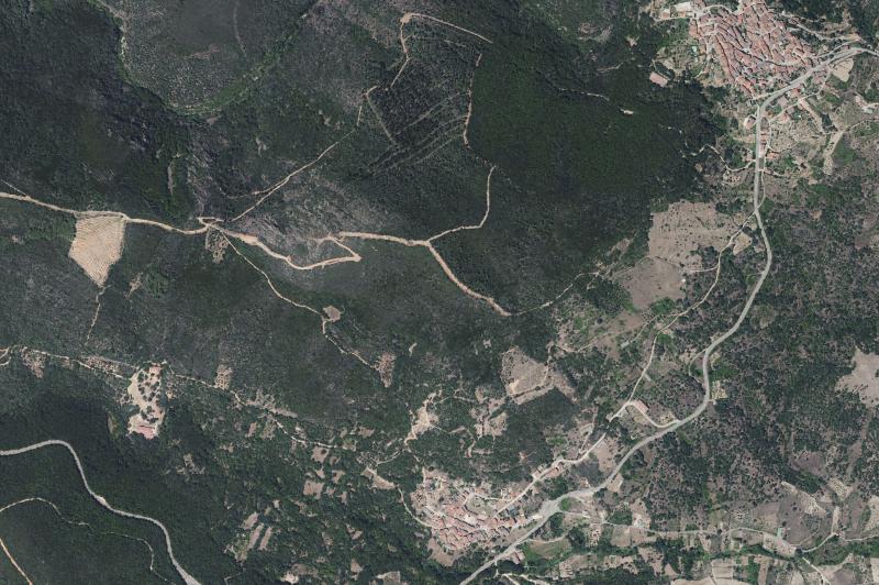 Ortofoto actual del núcleo de Santibáñez de la Sierra