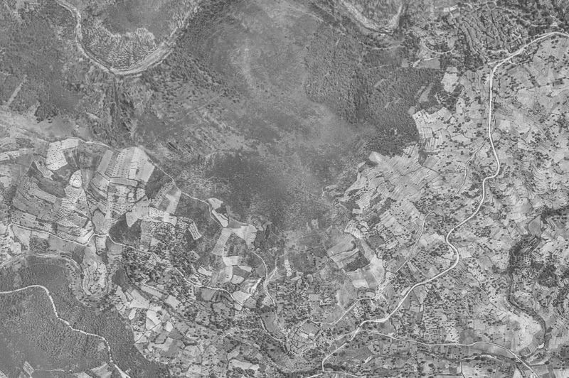 Ortofoto de 1956-1957 del núcleo de Santibáñez de la Sierra