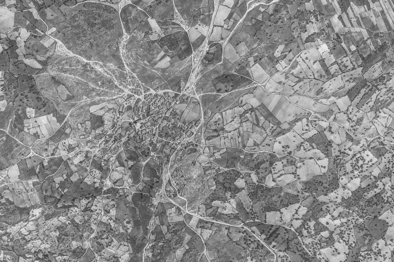 Ortofoto de 1956-1957 del núcleo de Valdefuentes de Sangusín