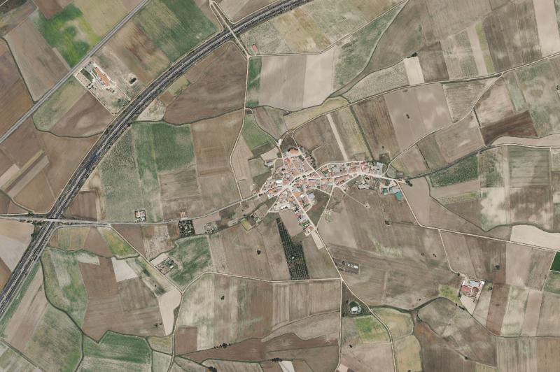 Ortofoto actual del núcleo de Villaverde de Guareña