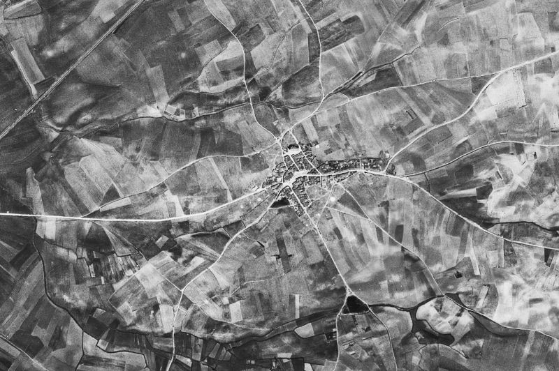 Ortofoto de 1956-1957 del núcleo de Villaverde de Guareña