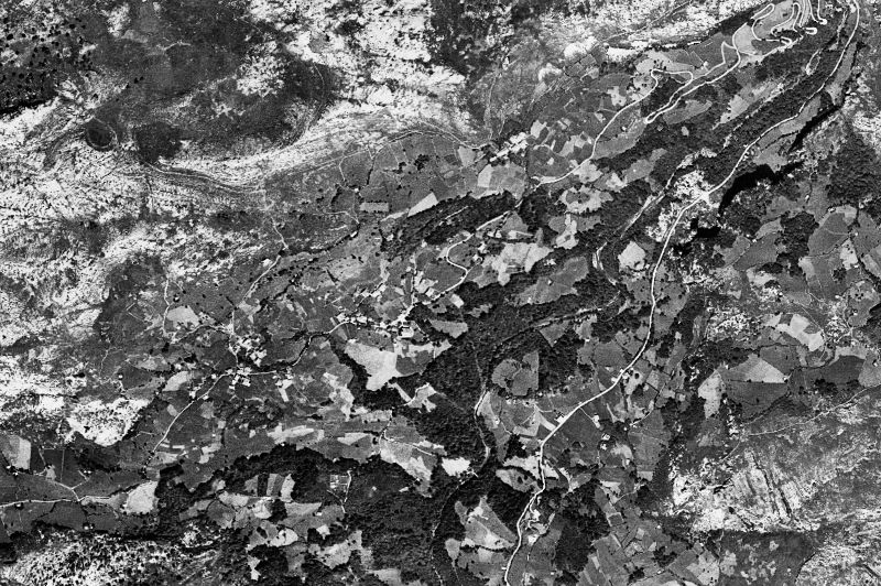 Ortofoto de 1956-1957 del núcleo de Miera