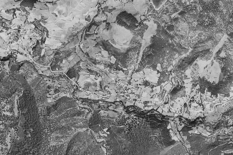 Ortofoto de 1956-1957 del núcleo de Pesaguero