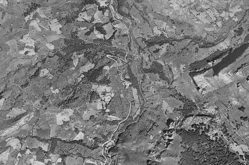 Ortofoto de 1956-1957 del núcleo de San Roque de Riomiera