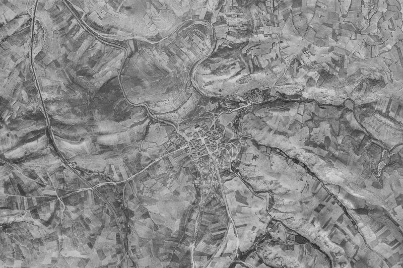 Ortofoto de 1956-1957 del núcleo de Honrubia de la Cuesta
