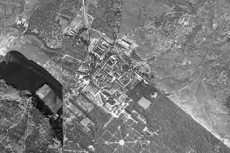 Ortofoto de 1956-1957 del núcleo de Real Sitio de San Ildefonso