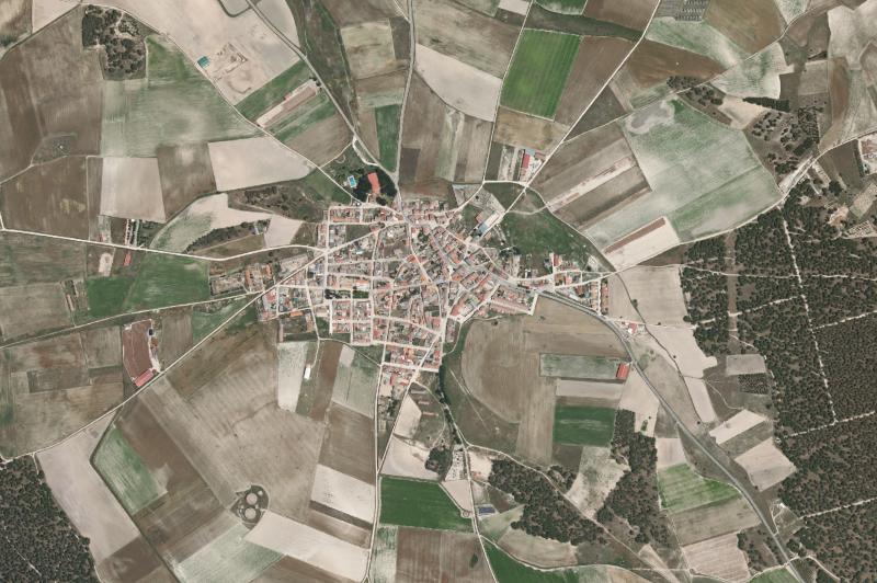 Ortofoto actual del núcleo de Villaverde de Íscar