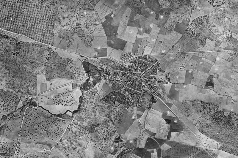 Ortofoto de 1956-1957 del núcleo de Alanís