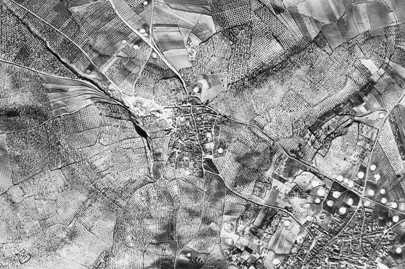 Ortofoto de 1956-1957 del núcleo de Albaida del Aljarafe