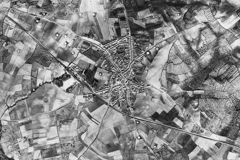 Ortofoto de 1956-1957 del núcleo de Carrión de los Céspedes