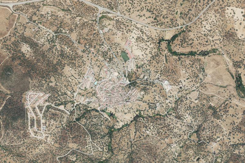 Ortofoto actual del núcleo de El Castillo de las Guardas