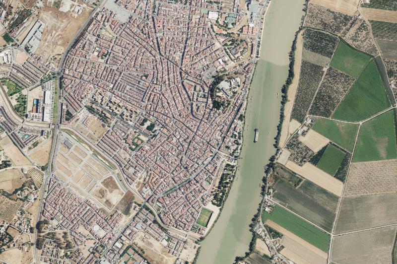 Ortofoto actual del núcleo de Coria del Río