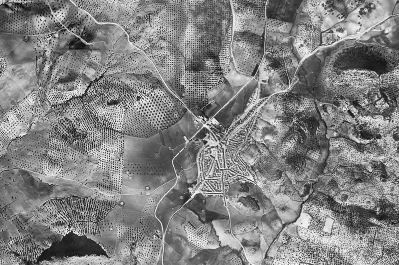 Ortofoto de 1956-1957 del núcleo de Pruna