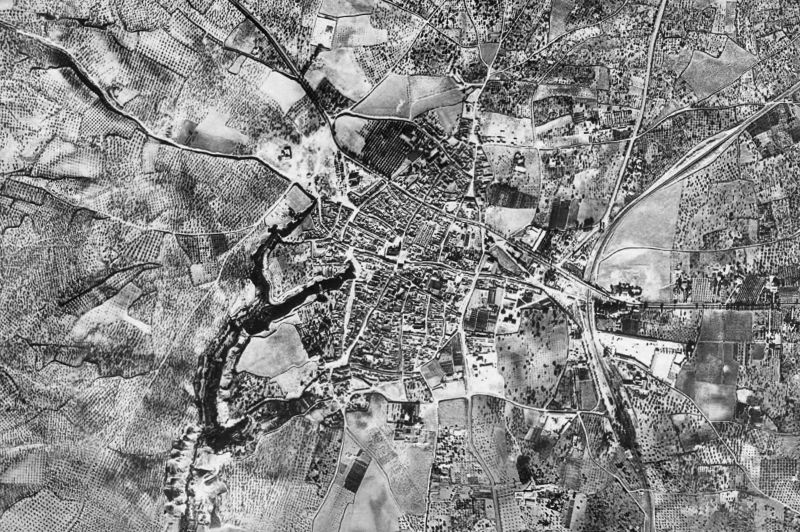 Ortofoto de 1956-1957 del núcleo de Sanlúcar la Mayor