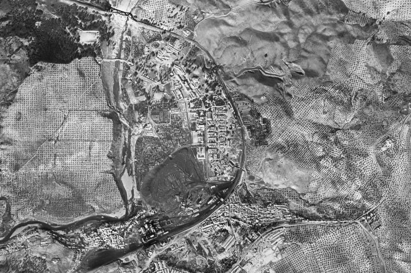 Ortofoto de 1956-1957 del núcleo de Villanueva del Río y Minas
