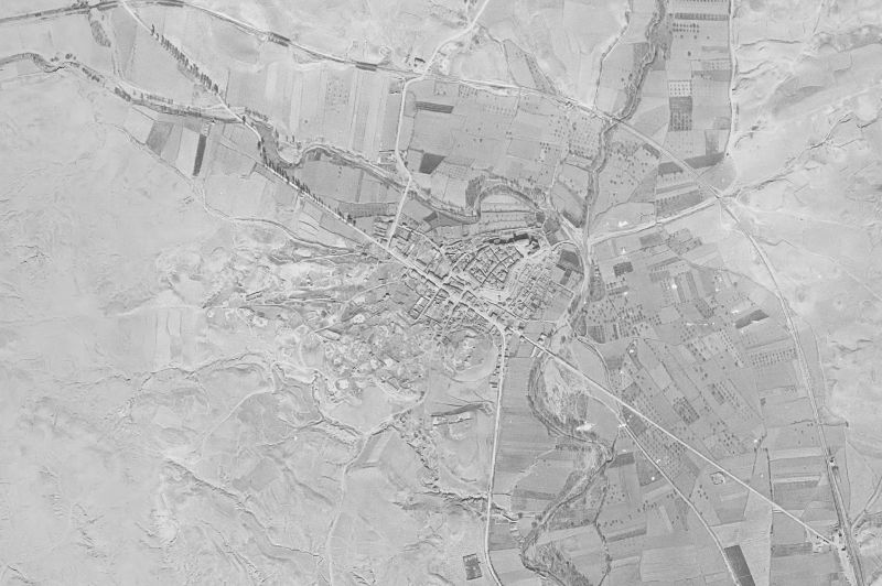 Ortofoto de 1956-1957 del núcleo de Monteagudo de las Vicarías