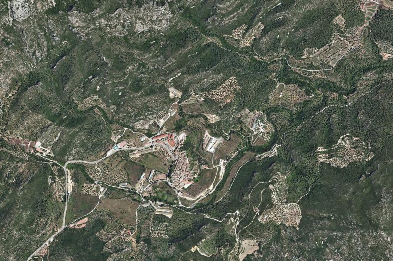 Ortofoto actual del núcleo de Alfara de Carles